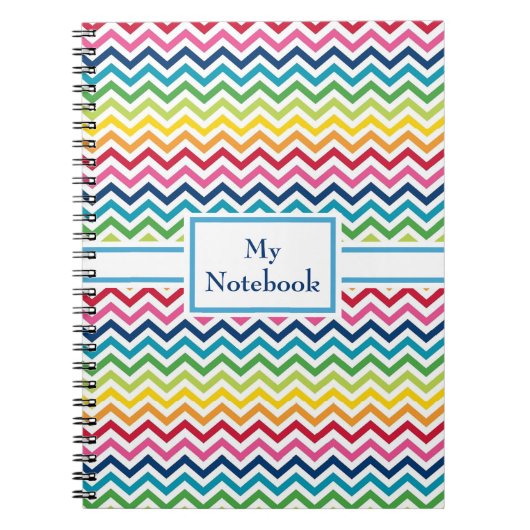 Personalisiertes Notebook - Mehrfarbige Zigzags Notizblock (Vorderseite)