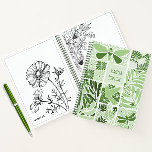 Personalisiertes Notebook mit Bio grünen Mustern Notizblock
