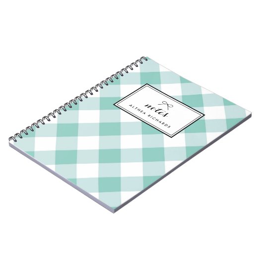 Personalisiertes Notebook mit Blue Gingham Pattern Notizblock (Linke Seite)