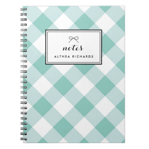 Personalisiertes Notebook mit Blue Gingham Pattern Notizblock