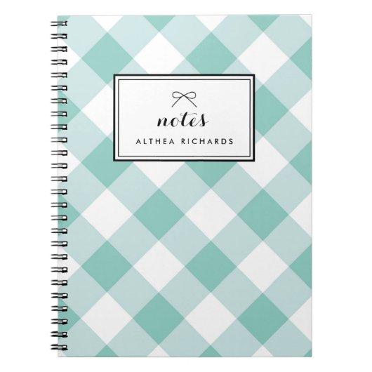Personalisiertes Notebook mit Blue Gingham Pattern Notizblock (Vorderseite)