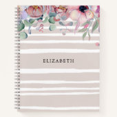 Personalisiertes Notebook mit Blumen und Streifen Notizblock (Vorderseite)