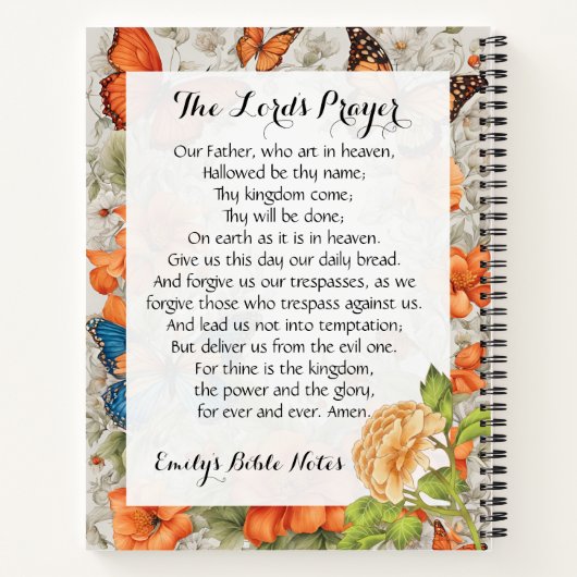 Personalisiertes Notebook mit dem Lord's Prayer Notizblock (Rückseite)