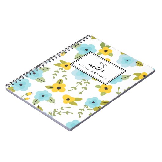 Personalisiertes Notebook mit gelbem und blauem Bl Notizblock (Linke Seite)