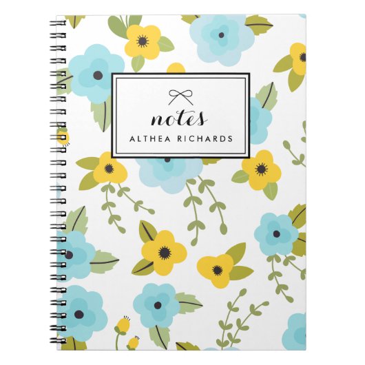 Personalisiertes Notebook mit gelbem und blauem Bl Notizblock (Vorderseite)