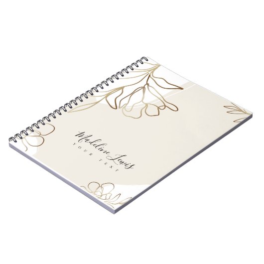 Personalisiertes Notebook mit Gold-Blume Notizblock (Linke Seite)