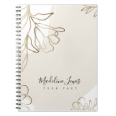 Personalisiertes Notebook mit Gold-Blume Notizblock (Vorderseite)