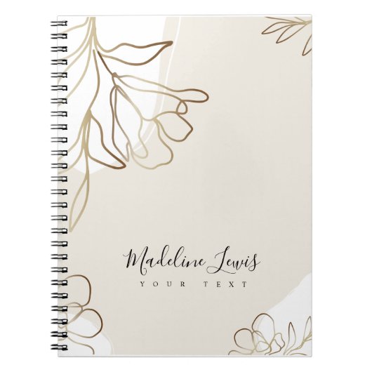 Personalisiertes Notebook mit Gold-Blume Notizblock (Vorderseite)