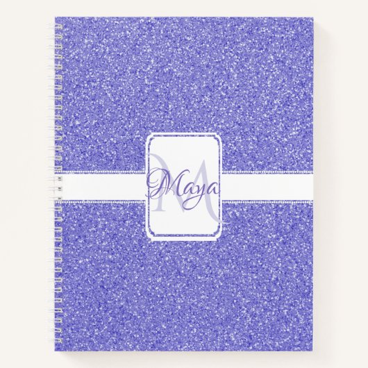 Personalisiertes Notebook mit lila Glitzer Notizblock (Vorderseite)