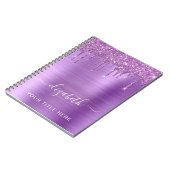 Personalisiertes Notebook mit lila Glitzer Notizblock (Linke Seite)