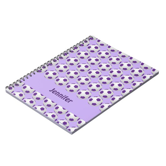 Personalisiertes Notebook mit Lila und weißem Fußb Notizblock (Linke Seite)
