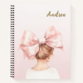 Personalisiertes Notebook mit rosa Bow Girl | Prep Notizblock (Vorderseite)