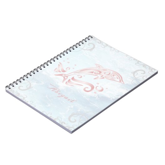 Personalisiertes Notebook mit rosa Dolphin Notizblock (Linke Seite)