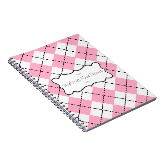 Personalisiertes Notebook mit rosa und schwarzer R Notizblock (Rechte Seite)