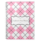 Personalisiertes Notebook mit rosa und schwarzer R Notizblock (Vorderseite)