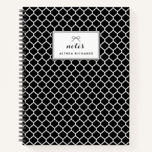 Personalisiertes Notebook mit schwarzer Quatrefoli Notizblock