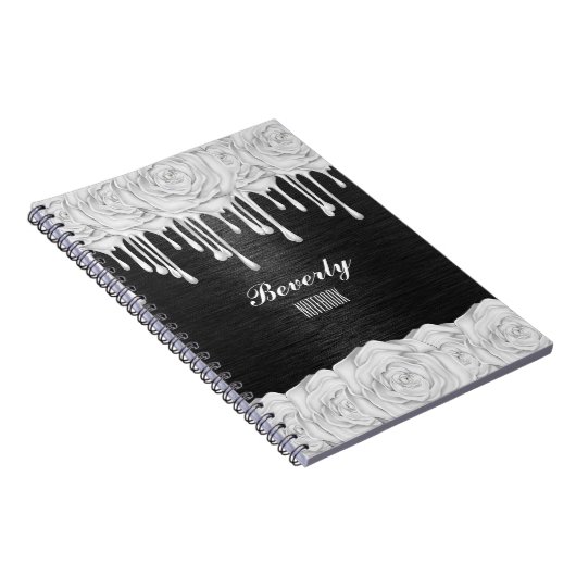 Personalisiertes Notebook mit weißer Rose Notizblock (Rechte Seite)