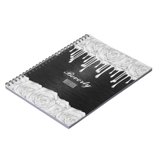 Personalisiertes Notebook mit weißer Rose Notizblock (Linke Seite)