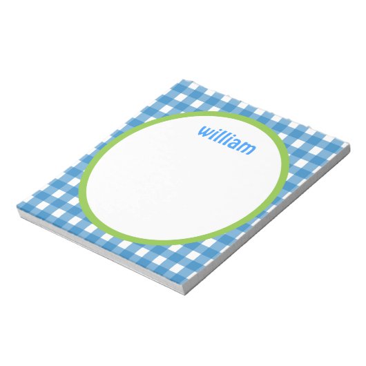 Personalisiertes Notepad auf blauem und grünem Gin Notizblock (Rotiert)