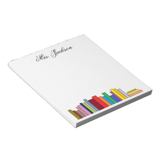 personalisiertes Notepad "Bücher" Notizblock (angewinkelt)