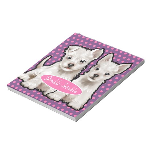 Personalisiertes Notepad Doppeltrouble Pups-Design Notizblock (Rotiert)