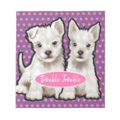 Personalisiertes Notepad Doppeltrouble Pups-Design Notizblock (Vorderseite)