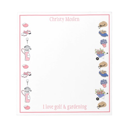 Personalisiertes Notepad für Golf und Gartenarbeit Notizblock (Vorderseite)