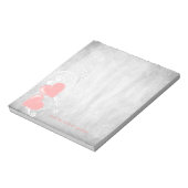 Personalisiertes Notepad mit rosa Valentinhörern Notizblock (Rotiert)