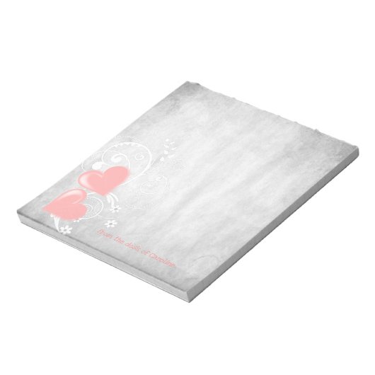 Personalisiertes Notepad mit rosa Valentinhörern Notizblock (Rotiert)