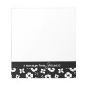 Personalisiertes Notepad mit schwarzer Blume Notizblock (Vorderseite)