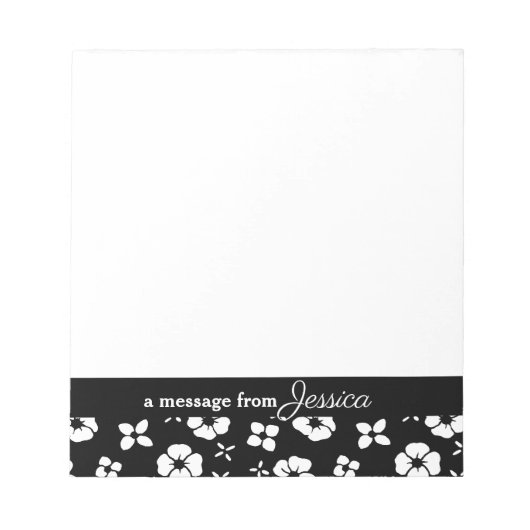 Personalisiertes Notepad mit schwarzer Blume Notizblock (Vorderseite)