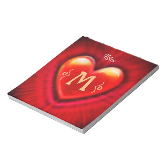 Personalisiertes Notepad Monogram-Herzdesign Notizblock (Rotiert)