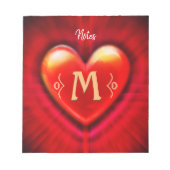 Personalisiertes Notepad Monogram-Herzdesign Notizblock (Vorderseite)