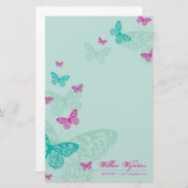 PERSONALISIERTES NOTEPAPIER: Schmetterlinge 5P Briefpapier (Vorne/Hinten)