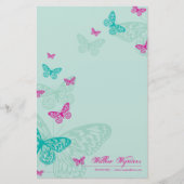 PERSONALISIERTES NOTEPAPIER: Schmetterlinge 5P Briefpapier (Vorderseite)