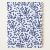 Personalisiertes Notizbuch mit blauen Blumenmuster Planer (Rückseite)