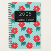 Personalisiertes Notizbuch mit Blumenmuster für 20 Planer (Vorderseite)