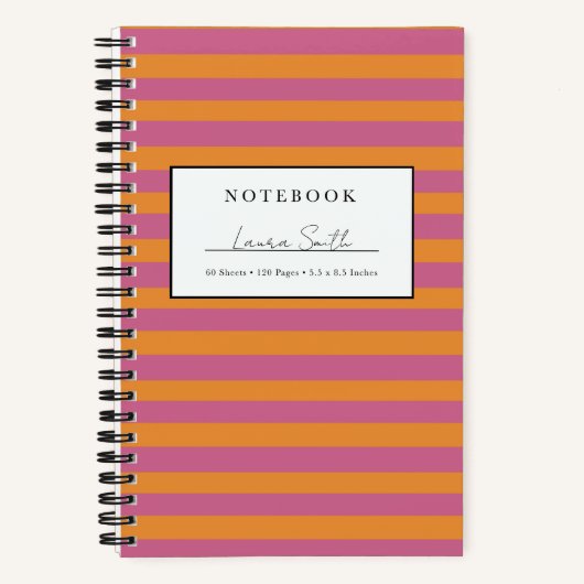 Personalisiertes Notizbuch mit orangefarbenen und (Vorderseite)