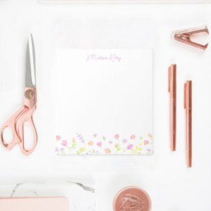 Personalisiertes Notizbuch mit Pastell-Wildblumen  Notizblock