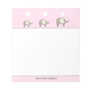 Personalisiertes Notizbuch mit rosa grauem Herz El Notizblock