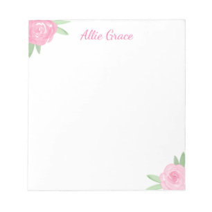 Personalisiertes Notizbuch mit rosa Rosen - Name Notizblock