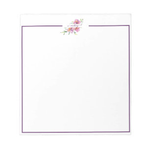 Personalisiertes Notizbuch mit rosa Wasserfarben-B Notizblock