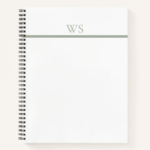 Personalisiertes Notizbuch mit Salbeigrünem Balken