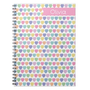 Personalisiertes Notizbuch Pastellherzen – Benutze Notizblock