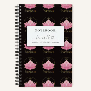 Personalisiertes Notizbuch Pink Lotus Namaste