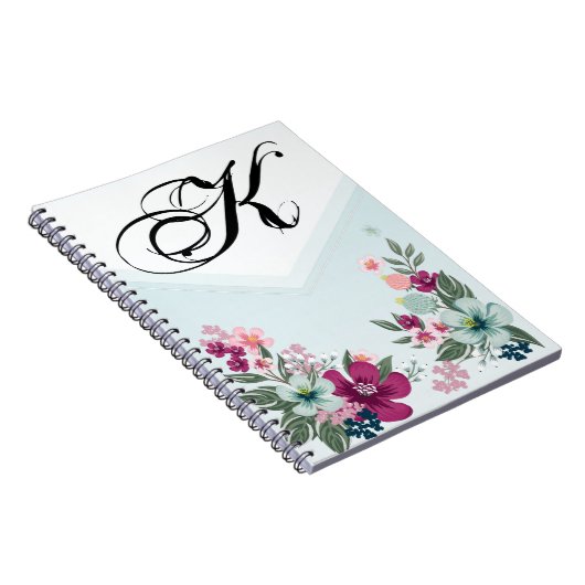 Personalisiertes Notizbuch Tropische Blume auf Blu Notizblock (Rechte Seite)