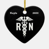 Personalisiertes Nurse RN Medical Heart individuel Keramik Ornament (Vorne)