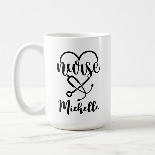 Personalisiertes Nurse Stethoscope Minimalistisch Kaffeetasse (Links)