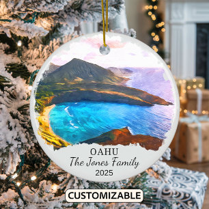 Personalisiertes Oahu-Ornament, Hawaii Keramik Ornament