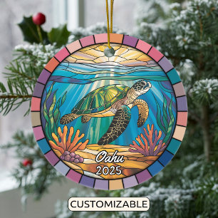 Personalisiertes Oahu-Ornament, Meeresschildkröte Keramik Ornament